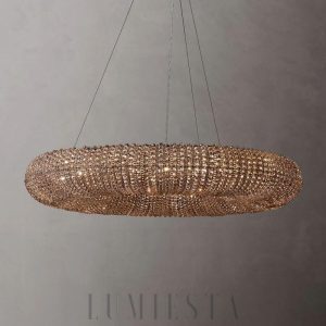 Przydymiony okrągły żyrandol LED z kryształem 150cm