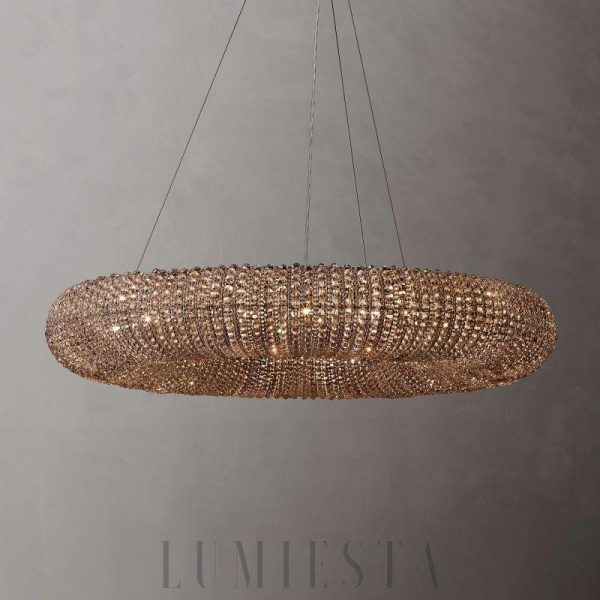 Przydymiony okrągły żyrandol LED z kryształem 150cm