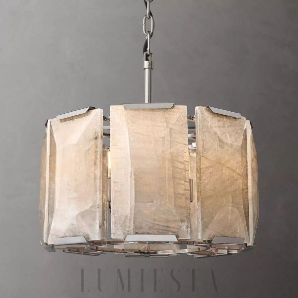 Lampa Harson Calcite 48cm okrągła mosiądz/czarna stal