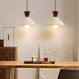 Lampa wisząca Cone z trawertynu stylowy stożek do jadalni