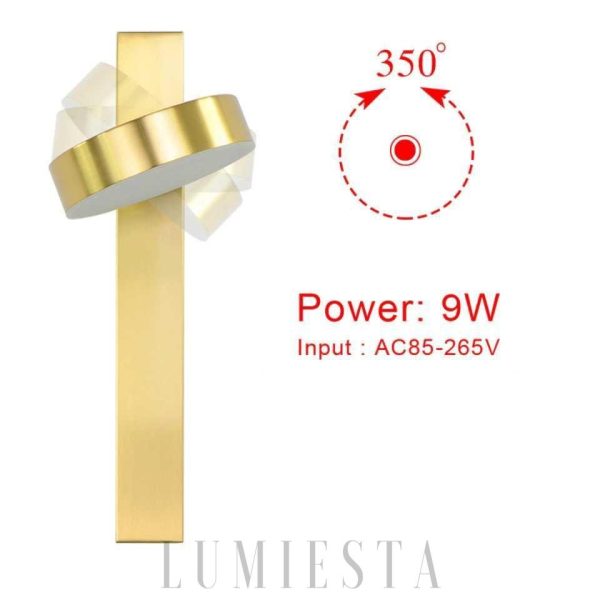 Nowoczesna obrotowa lampa ścienna w kształcie krzyża
