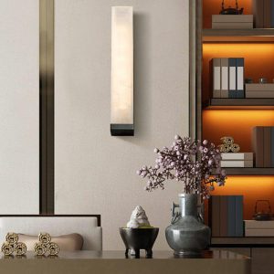 Sumatra - Alabastrowa lampa ścienna, czarna i biała