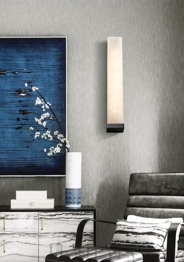 Sumatra - Alabastrowa lampa ścienna, czarna i biała