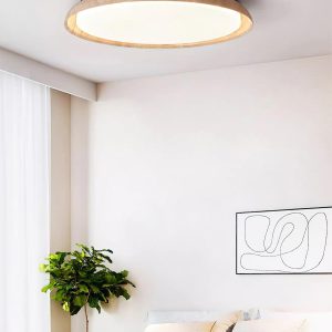 wm_8826764667667815303.jpg Kuzco - Beżowa okrągła lampa sufitowa z naturalnego trawertynu - Plafon Ø32/43/55cm