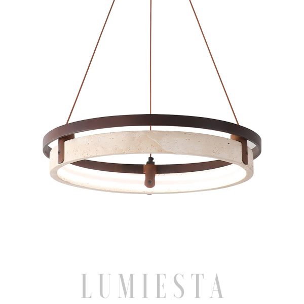 wm_8846723051819840618.jpg Orbit - Elegancki okrągły żyrandol z naturalnego trawertynu i metalu, Ø43/53/63cm, LED