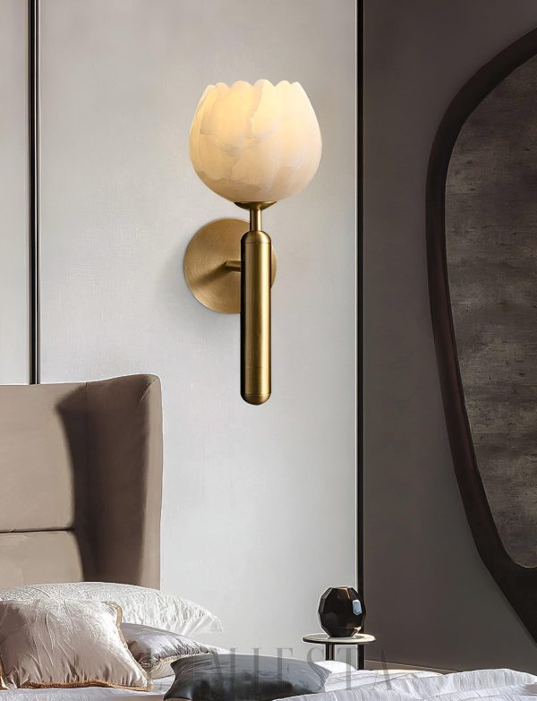 Mian - Lampa ścienna Alabaster elegancka, złoto-czarna