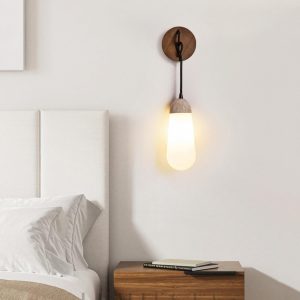 Nowoczesny kinkiet travertynowy łezka beżowy 8cm 20cm