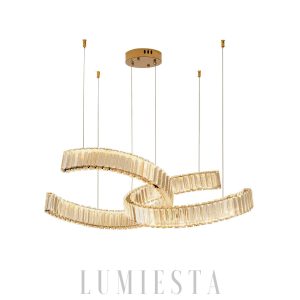 Vortex - Złoty żyrandol 150 cm z kryształami, nowoczesny