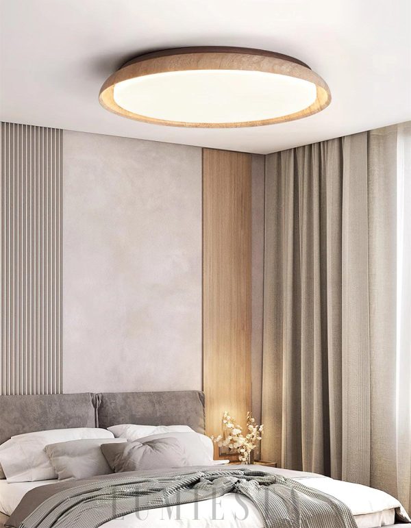 wm_893628495433842853.jpg Kuzco - Beżowa okrągła lampa sufitowa z naturalnego trawertynu - Plafon Ø32/43/55cm