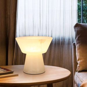 Genoa - Elegancka lampa stołowa alabastrowa - biała 20/28cm