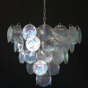 Luksusowy żyrandol Murano w kształcie dysku iryzujący 70cm