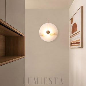 Alabastrin Elegancka okrągła lampa ścienna z alabastru — złota/czarna