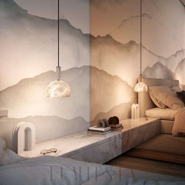 Blair - Lampa wisząca z alabastru w białym kolorze, Ø 20cm