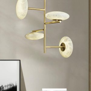 Luksusowy żyrandol alabastrowy złoty 58cm nowoczesny design