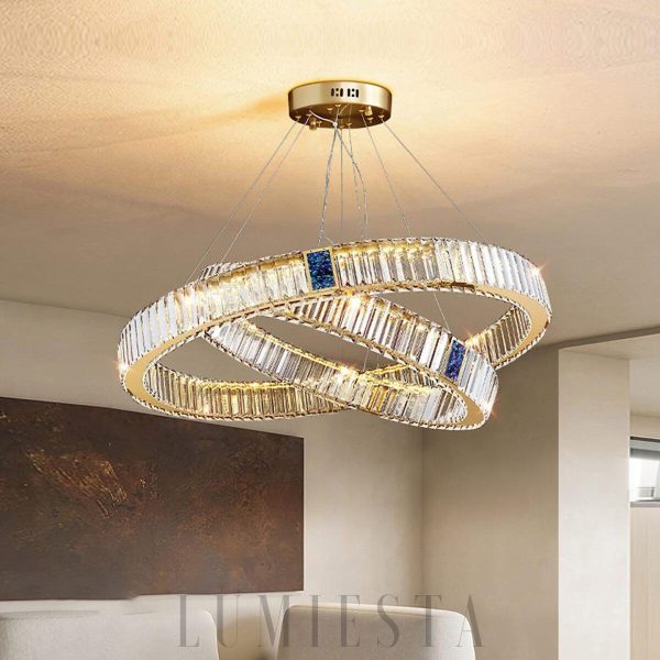 Roman - Lampa wisząca Ring złota, kryształ 40/60/80/100 cm