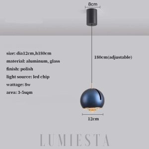 Designerska lampa wisząca Kula z regulacją kąta, kolorowa