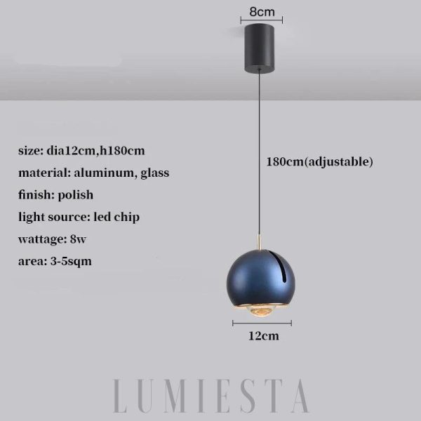 Designerska lampa wisząca Kula z regulacją kąta, kolorowa