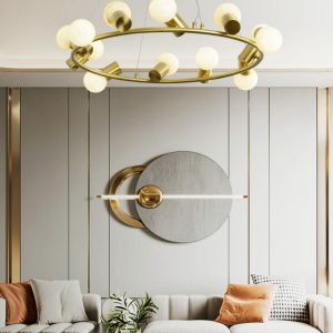 Raechelle - Mosiężny żyrandol Alabaster nowoczesny 70-85 cm