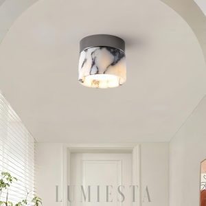 Lampa sufitowa cylinder marmur 12cm x13cm Czarny Biały