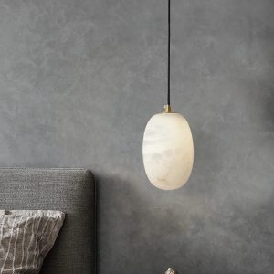 Lyura - Lampa wisząca Alabaster - kamień, mosiądz 10×15 cm