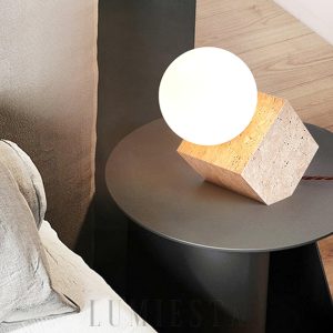 Cronus - Lampa stołowa z trawertynu, minimalistyczna