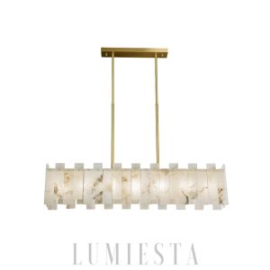 Bond - Żyrandol prostokątny z alabastru, złote wykończenie