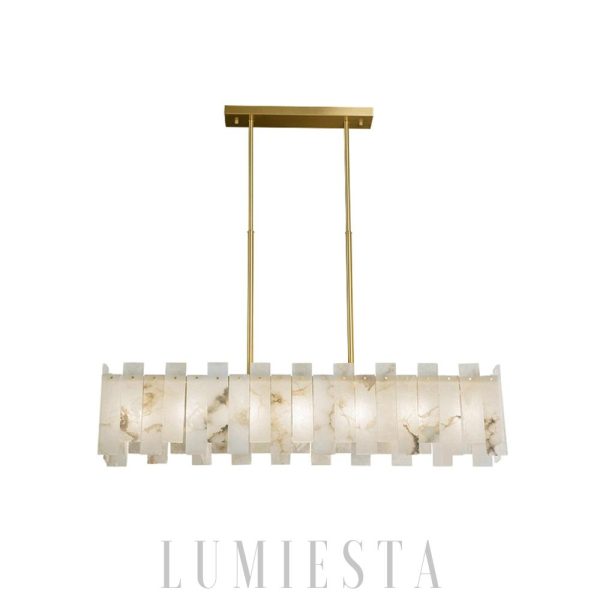 Bond - Żyrandol prostokątny z alabastru, złote wykończenie