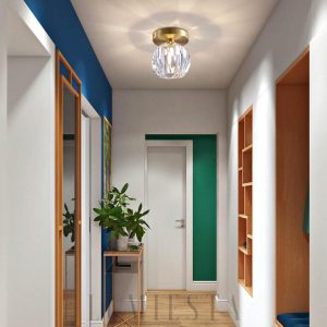 Boule De Cristal - Lampa sufitowa mosiężna z kryształem 12cm