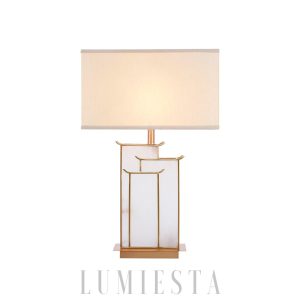 July - Nowoczesna lampa alabastrowa 40 cm, biała/złota