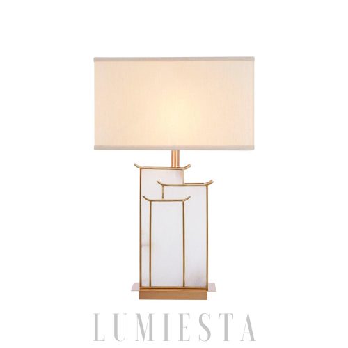 July - Nowoczesna lampa alabastrowa 40 cm, biała/złota