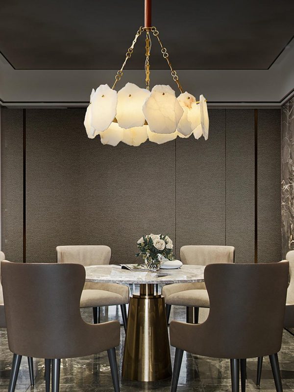 Kensington - Luksusowy alabastrowy żyrandol złoto-biały