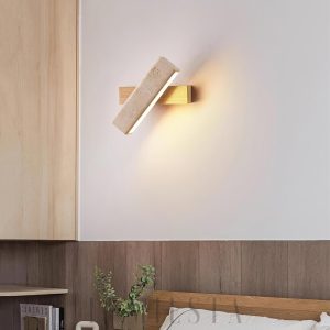 Tonya - Lampa ścienna Rectangle z travertynu — nowoczesna