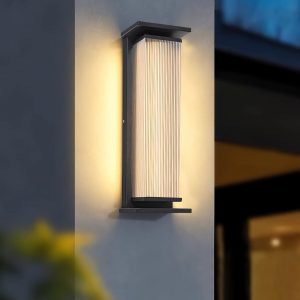 Nowoczesna prostokątna lampa ścienna do ogrodu czarna LED