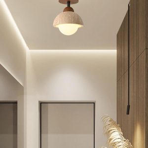 Piedra - Sufitowa lampa trawertynowa, naturalny styl 15 cm