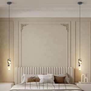 Elegancka wisząca lampa tubowa marmurowa 8x30cm biała