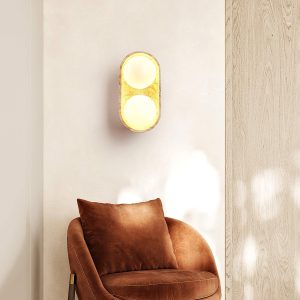 Kinkiet travertynowy Trio ciepłe światło beżowy 14x27cm