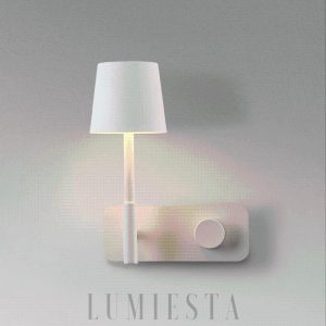 Nowoczesna lampa ścienna biała stylowy detal w sypialni