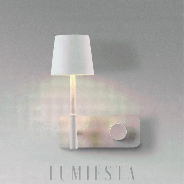 Nowoczesna lampa ścienna biała stylowy detal w sypialni