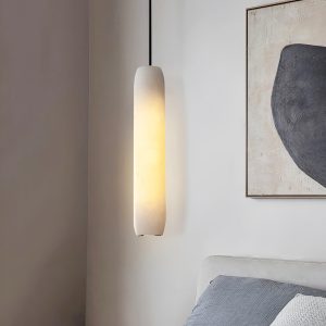 Luksusowa lampa wisząca Alabaster Flute biały kształt 38cm