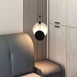 Lampa wisząca nowoczesna okrągła czarna alabastrowa 28cm