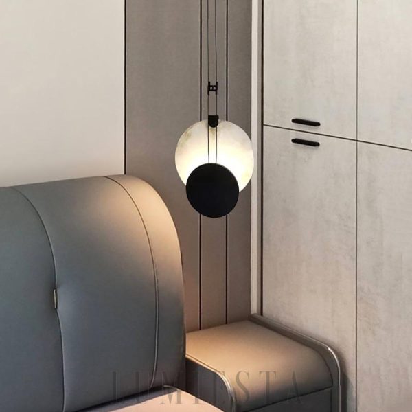 Lampa wisząca nowoczesna okrągła czarna alabastrowa 28cm