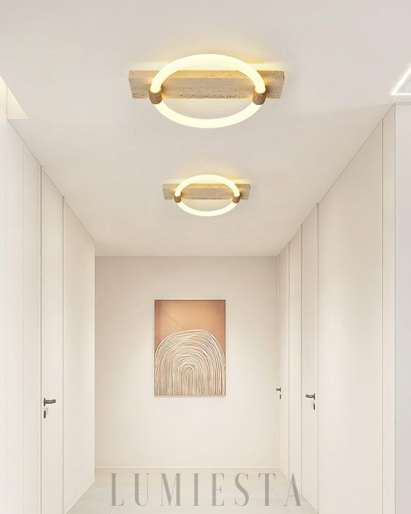 Stylowa lampa sufitowa okrągły pierścień 40cm beżowa ciepła