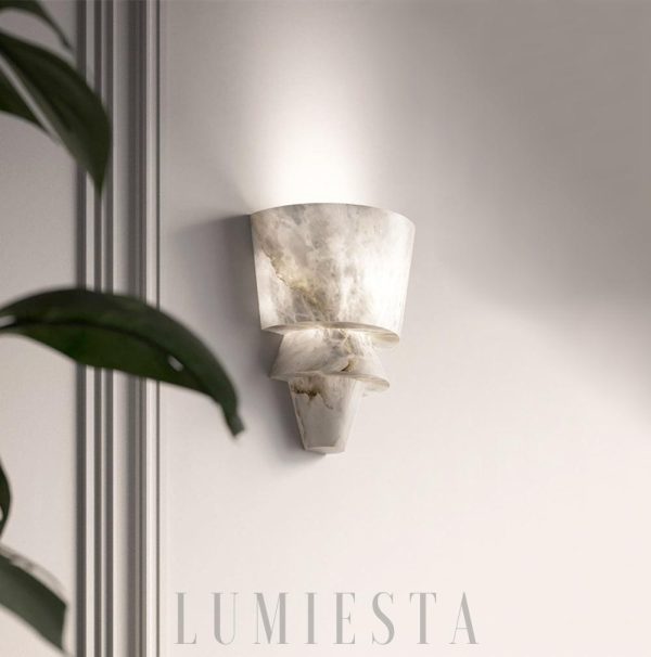 Gobi - Lampa ścienna z alabastru stożkowa, elegancka, kinkiet 23/30cm