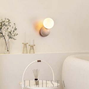 wm_9509452624979892601.jpg Nowoczesna lampa ścienna Tion z beżowym travertynem