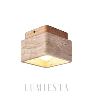 Cube Terra - Kwadratowa lampa sufitowa z naturalnego trawertynu, minimalistyczna, 12cm