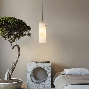 Nula - Lampa wisząca Alabaster cylindryczna, biała