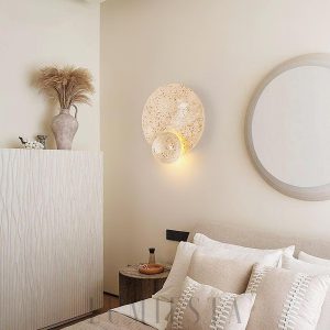 Luxor - Okrągła lampa ścienna z trawertynu boho 22 cm