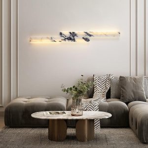 Elegancka prostokątna lampa ścienna marmurowa LED