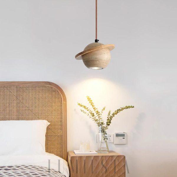 Lampa wisząca Planet Travertine stylowa kula 20cm 14cm