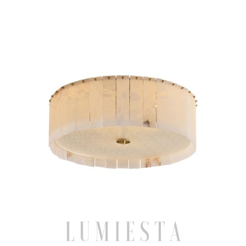 Caldera - Mosiężny plafon z marmurowym kloszem Ø45/60cm